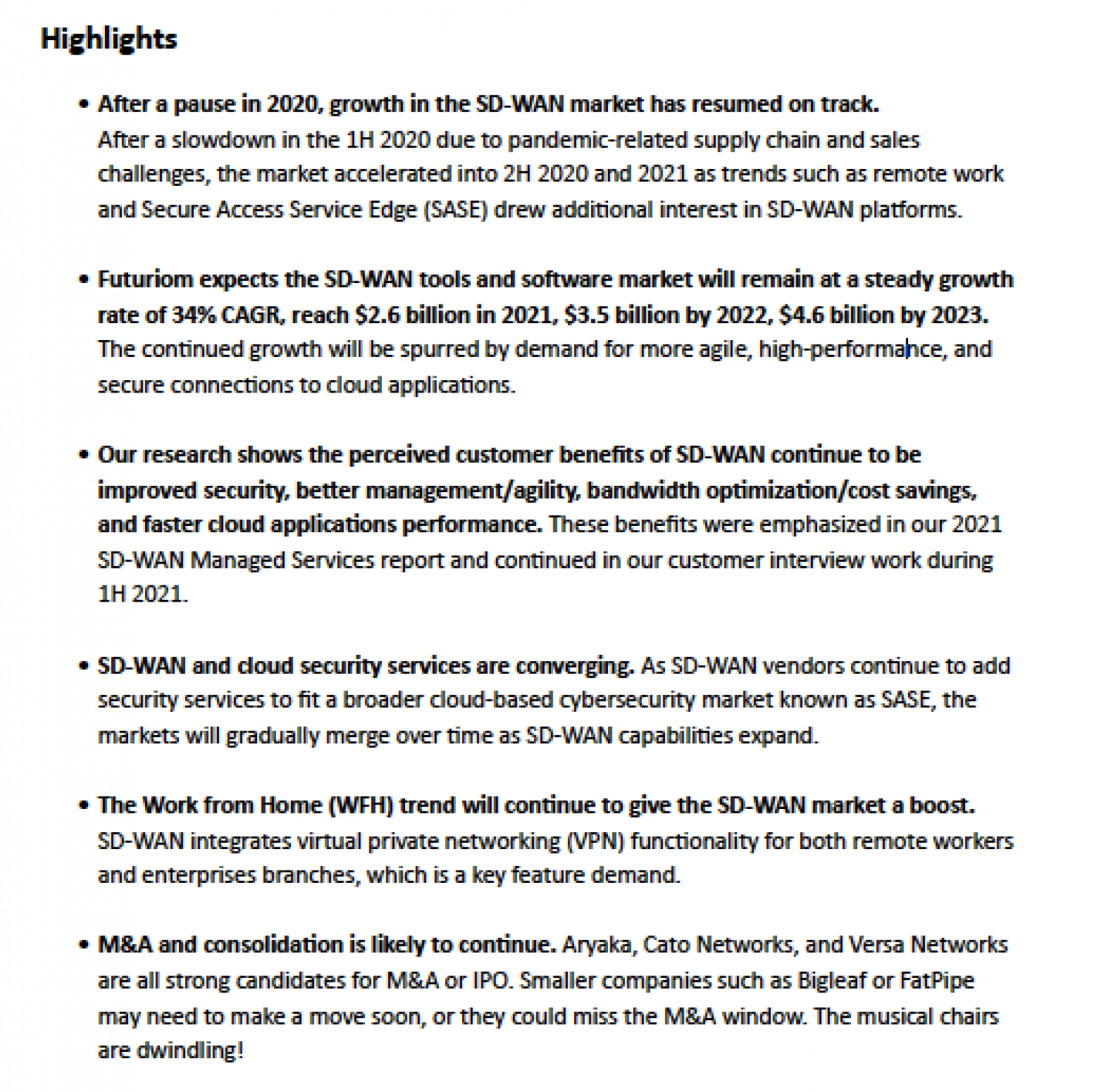 2021 SD WAN Growth Highlights